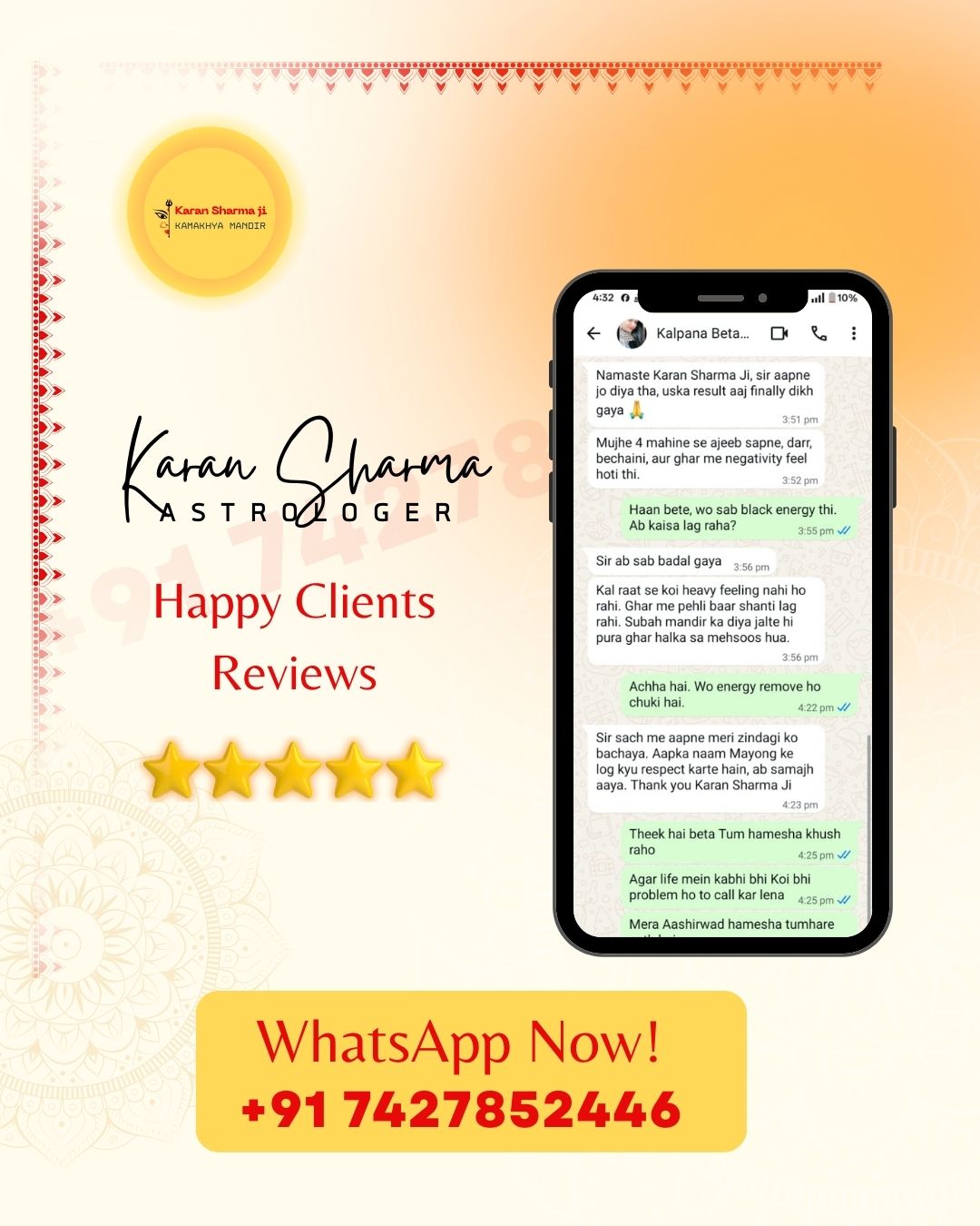 Astrologer Karan sharma Ji's Reviews on WhatsApp